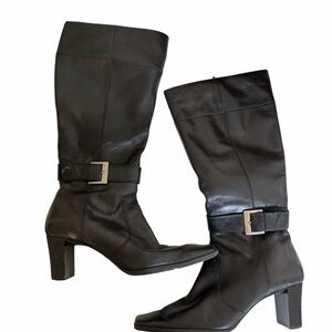 Nine West Black Heeled Boots with Buckle